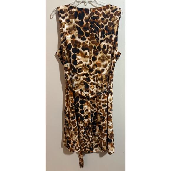 Calvin Klein Sleeveless Self Tie V-Neck Leopard Print Dress Plus Size 18W - Picture 4 of 7